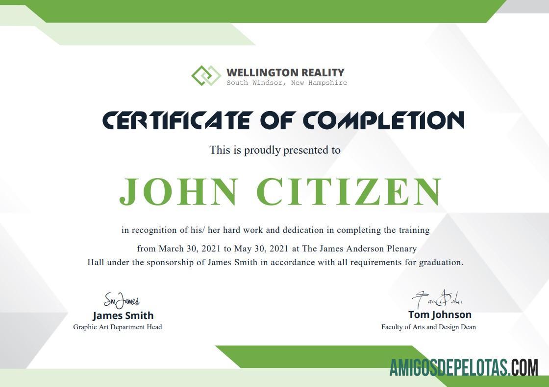 Em branco modelo de certificado de conclusão dos EUA em formato Word e PDF, versão 2